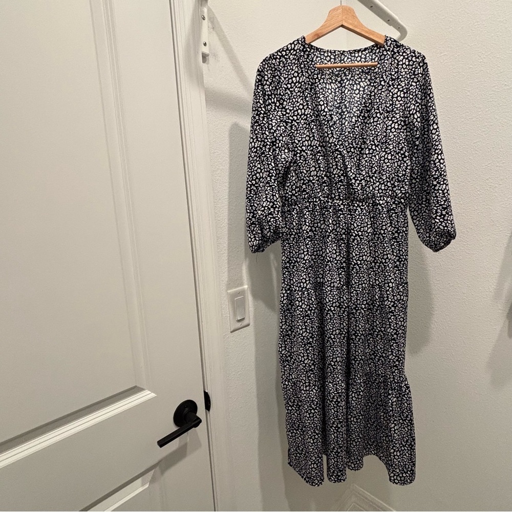 Navy and White Floral Dress